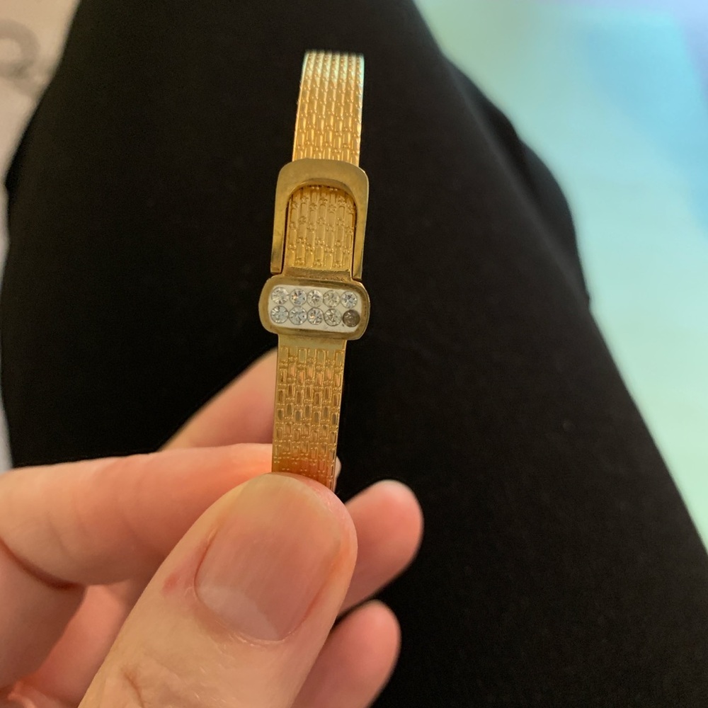 Maseele Designer IP Gold Bracelet with Crystal Accents Belt Design - Picture 9 of 13